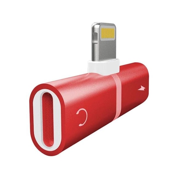 Ztech Ztech CTS003RE 2 in. 1 Metallic Lighting Splitters for Iphone; Red & Black CTS003RE - main